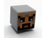 Minifigure, Head, Modified Cube with Minecraft Pixelated Helmet with Face with Beard Pattern