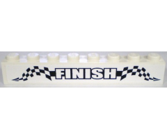 Brick 1 x 8 with 'FINISH' and Checkered Pattern (Sticker) - Set 8898