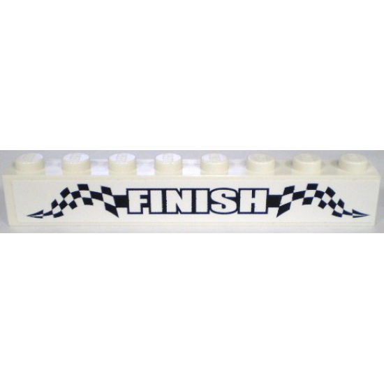 Brick 1 x 8 with 'FINISH' and Checkered Pattern (Sticker) - Set 8898