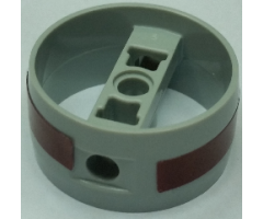Cylinder 4 x 4 x 1 2/3 with Pin Holes and Center Bar with Dark Red Stripe around Center on Both Sides Pattern (Stickers) - Set 8091