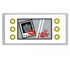 Tile 2 x 4 with Lights and Mirror with Joker Photo with Lips and 'xxx' and Heart and 'The Joker' Pattern (Sticker) - Set 10937