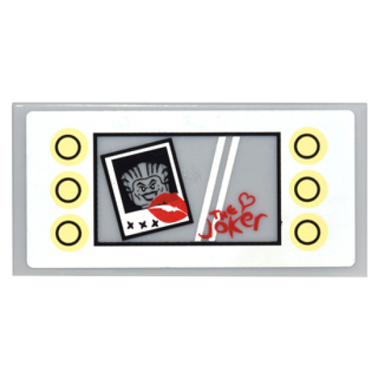 Tile 2 x 4 with Lights and Mirror with Joker Photo with Lips and 'xxx' and Heart and 'The Joker' Pattern (Sticker) - Set 10937