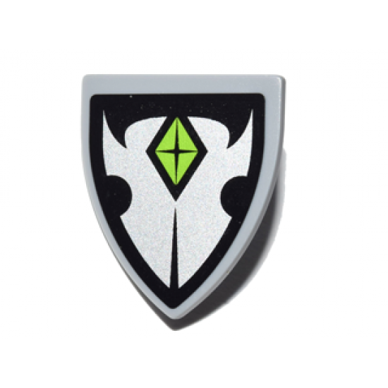 Minifigure, Shield Triangular with Silver Insignia and Lime Diamond Pattern (Sticker) - Set 41180