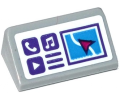 Slope 30 1 x 2 x 2/3 with GPS Screen and Buttons with Phone, Music Note and Arrow Pattern (Sticker) - Set 41116