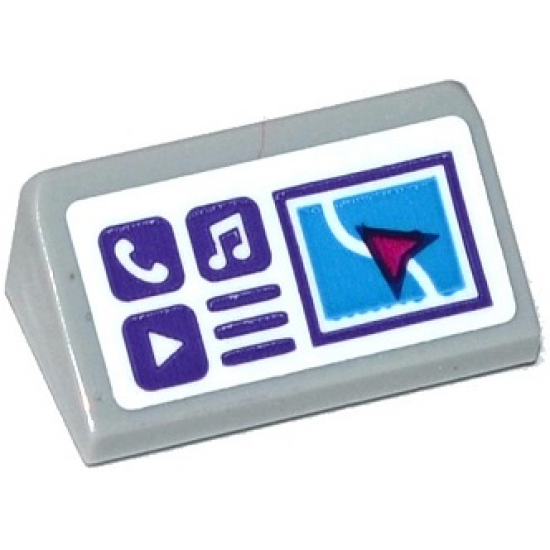 Slope 30 1 x 2 x 2/3 with GPS Screen and Buttons with Phone, Music Note and Arrow Pattern (Sticker) - Set 41116