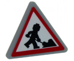 Road Sign 2 x 2 Triangle with Clip with Minifigure Worker Shoveling and 1 Pile Pattern (Sticker) - Sets 40170 / 60152