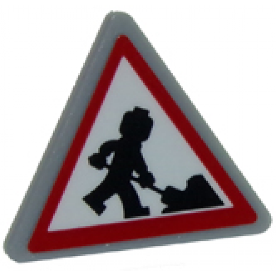 Road Sign 2 x 2 Triangle with Clip with Minifigure Worker Shoveling and 1 Pile Pattern (Sticker) - Sets 40170 / 60152
