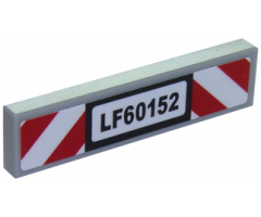 Tile 1 x 4 with 'LF60152' License Plate with Red and White Danger Stripes Pattern (Sticker) - Set 60152