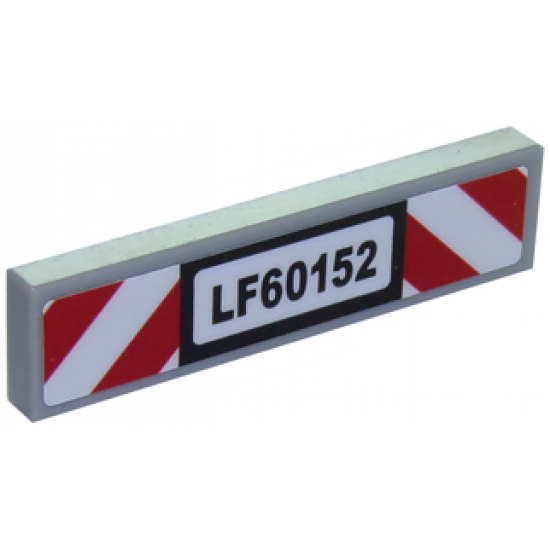 Tile 1 x 4 with 'LF60152' License Plate with Red and White Danger Stripes Pattern (Sticker) - Set 60152