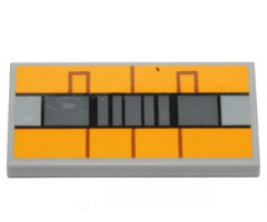 Tile 2 x 4 with Bright Light Orange and Gray Rectangles and Black Lines Pattern (Sticker) - Set 75170