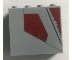 Panel 1 x 4 x 3 with Side Supports - Hollow Studs with Black Line and Dark Red Pattern Model Right Side (Sticker) - Set 75157