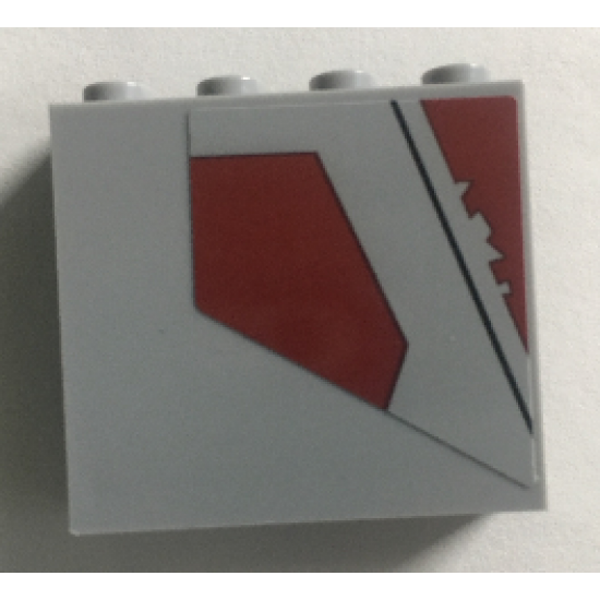 Panel 1 x 4 x 3 with Side Supports - Hollow Studs with Black Line and Dark Red Pattern Model Right Side (Sticker) - Set 75157