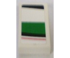 Tile 1 x 2 with Red, Black and Green Pattern Model Right Side (Sticker) - Set 8898