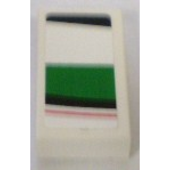 Tile 1 x 2 with Red, Black and Green Pattern Model Right Side (Sticker) - Set 8898