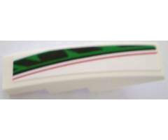 Slope, Curved 4 x 1 with Red, Black and Green Pattern, Model Right (Sticker) - Set 8898
