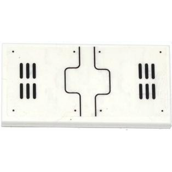 Tile 2 x 4 with Black Lines, Vents and 8 Rivets Pattern (Sticker) - Set 70709
