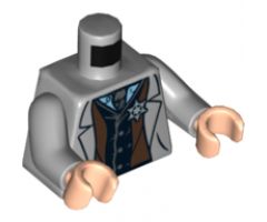 Torso Jacket with Vest, Star Badge and Dark Bluish Gray Tie Pattern / Light Bluish Gray Arms / Light Nougat Hands