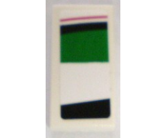 Tile 1 x 2 with Red, Black and Green Pattern Model Left Side (Sticker) - Set 8898