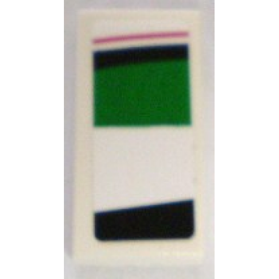 Tile 1 x 2 with Red, Black and Green Pattern Model Left Side (Sticker) - Set 8898