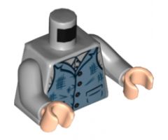 Torso Shirt and Sand Blue Vest Tattered with 4 Buttons Pattern / Light Bluish Gray Arms / Light Nougat Hands