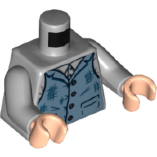 Torso Shirt and Sand Blue Vest Tattered with 4 Buttons Pattern / Light Bluish Gray Arms / Light Nougat Hands