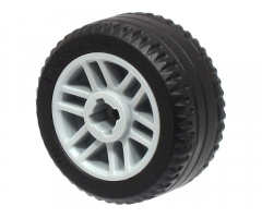 Wheel & Tire Assembly 14mm D. x 9.9mm with Center Groove, Fake Bolts and 6 Spokes with Black Tire 21 X 9.9 (11208 / 11209)