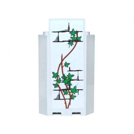 Panel 3 x 3 x 6 Corner Wall without Bottom Indentations with Bricks Pattern and Ivy Trunks with 15 Leaves Pattern (Sticker) - Set 7946