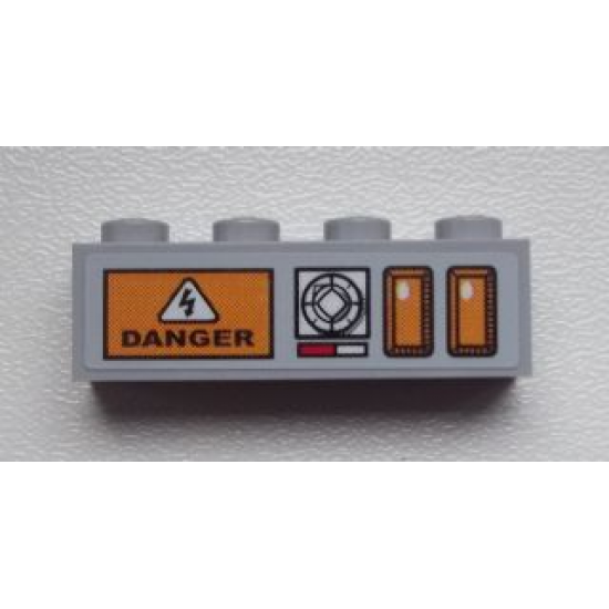 Brick 1 x 4 with 'DANGER', Knobs and Signal Strength Display Pattern (Sticker) - Set 9486