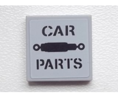 Tile 2 x 2 with 'CAR PARTS' and Shock Absorber Pattern (Sticker) - Set 9486
