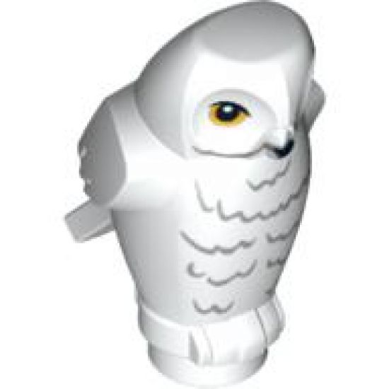 Animal, Air Owl, Angular Features with Black Beak, Yellow Eyes and Light Bluish Gray Rippled Chest Feathers Pattern (HP Hedwig)