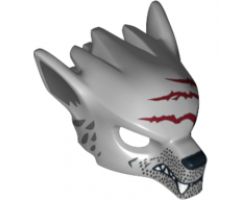 Minifigure, Headgear Mask Wolf with Fangs, Stubble and Three Dark Red Gashes Pattern