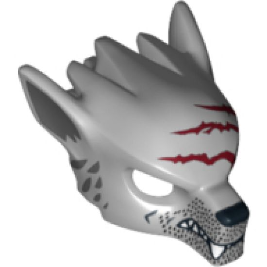 Minifigure, Headgear Mask Wolf with Fangs, Stubble and Three Dark Red Gashes Pattern