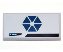 Tile 2 x 4 with Fragmented Dark Blue Hexagon and Small Control Panel Pattern Model Right (Sticker) - Set 75013