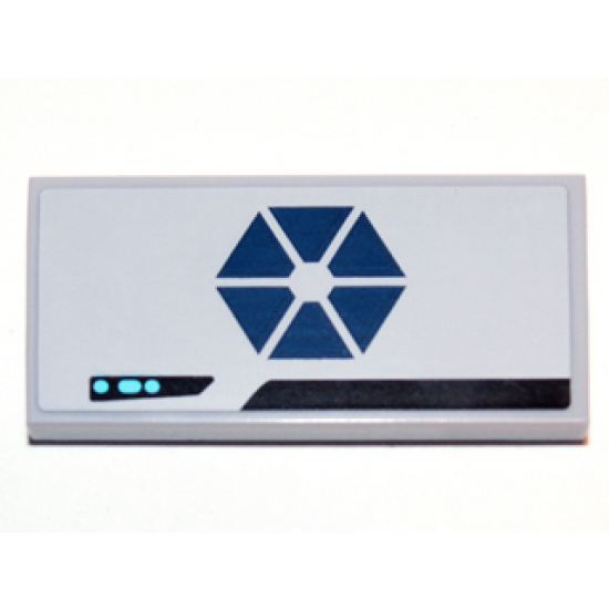 Tile 2 x 4 with Fragmented Dark Blue Hexagon and Small Control Panel Pattern Model Right (Sticker) - Set 75013