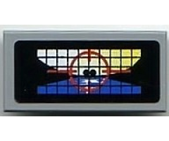 Tile 1 x 2 with Red Crosshairs on Black Grid Display Pattern (Sticker) - Set 8899