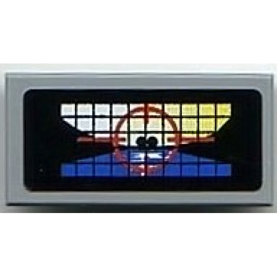 Tile 1 x 2 with Red Crosshairs on Black Grid Display Pattern (Sticker) - Set 8899