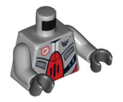 Torso Galaxy Squad Robot with Red and Plack Plates, Radiator Pattern on Back / Light Bluish Gray Arms / Black Hands