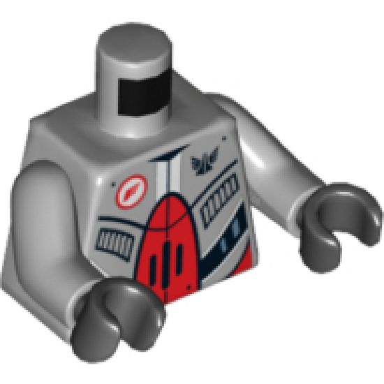 Torso Galaxy Squad Robot with Red and Plack Plates, Radiator Pattern on Back / Light Bluish Gray Arms / Black Hands