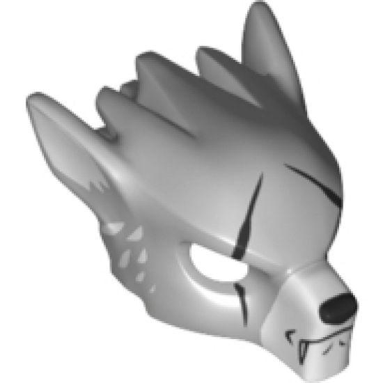 Minifigure, Headgear Mask Wolf with Fangs, Scars and White Ears Pattern