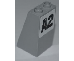 Slope 75 2 x 2 x 3 - Hollow Studs with Black 'A2' on White Background Pattern (Sticker) - Set 8186