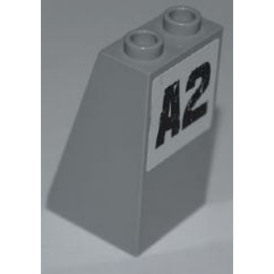Slope 75 2 x 2 x 3 - Hollow Studs with Black 'A2' on White Background Pattern (Sticker) - Set 8186