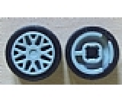 Wheel & Tire Assembly 11mm D. x 6mm with 8 'Y' Spokes with Black Tire 14mm D. x 6mm Solid Smooth (93595 / 50945)