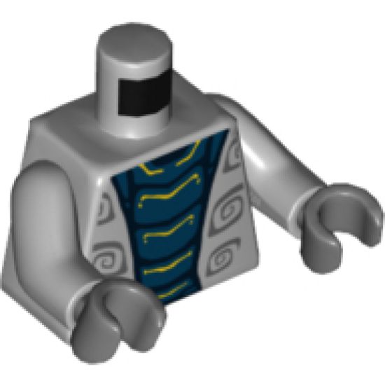 Torso Ninjago Wrap with Dark Blue Snake Pattern / Light Bluish Gray Arms / Dark Bluish Gray Hands