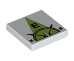 Tile 2 x 2 with Compass East 'E' in Lime Pointer Pattern