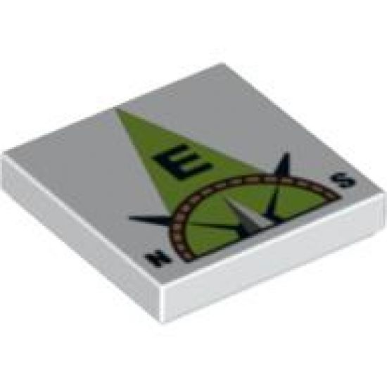 Tile 2 x 2 with Compass East 'E' in Lime Pointer Pattern