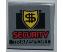 Tile 2 x 2 with 'SECURITY TRANSPORT' Pattern (Sticker) - Set 8199