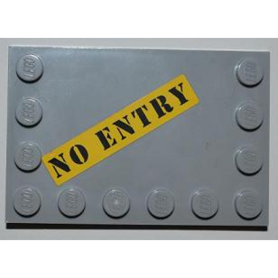 Tile, Modified 4 x 6 with Studs on Edges with Black 'NO ENTRY' on Yellow Background Pattern (Sticker) - Set 8199