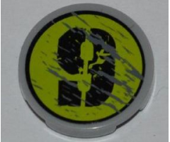 Tile, Round 2 x 2 with Splatters and Black '9' on Lime Backgound Pattern Model Left Side (Sticker) - Set 8708