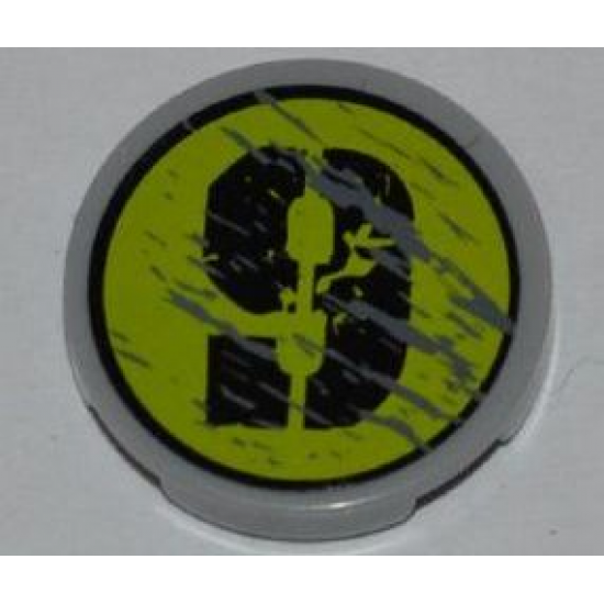 Tile, Round 2 x 2 with Splatters and Black '9' on Lime Backgound Pattern Model Left Side (Sticker) - Set 8708