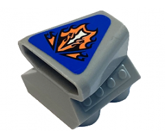 Vehicle Air Scoop Engine Top 2 x 2 with Orange Flames on Blue Background Pattern (Sticker) - Set 8197
